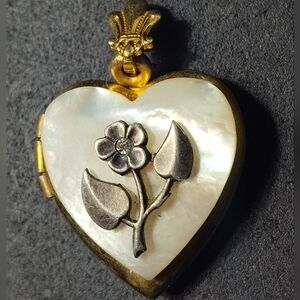 Vintage Gold and Silver Heart Locket Pendant